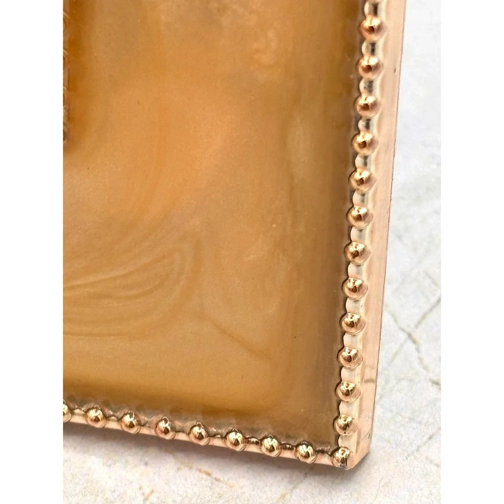 Enamel Embellished Metal Standing Picture Frame 4.5